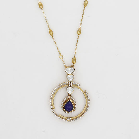 Circle Big Pendent Fusion Necklace Set with Colors