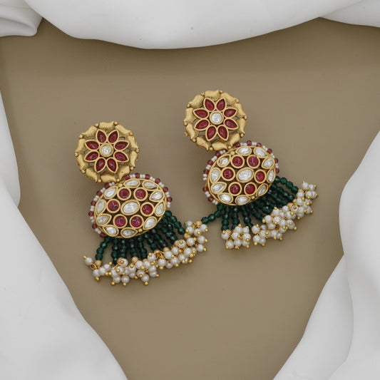 Floral Design Antique Kundan Necklace Set