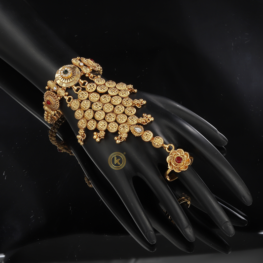 Gold Tone Antique Hath Panja with Intricate Design