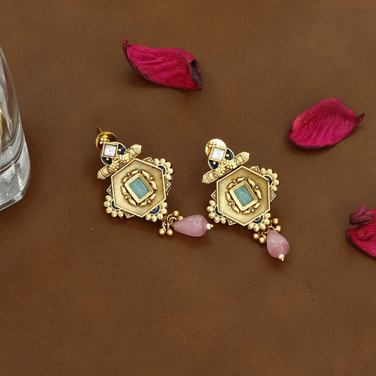 Gold-Plated Mangalsutra Set with Geometric Accents