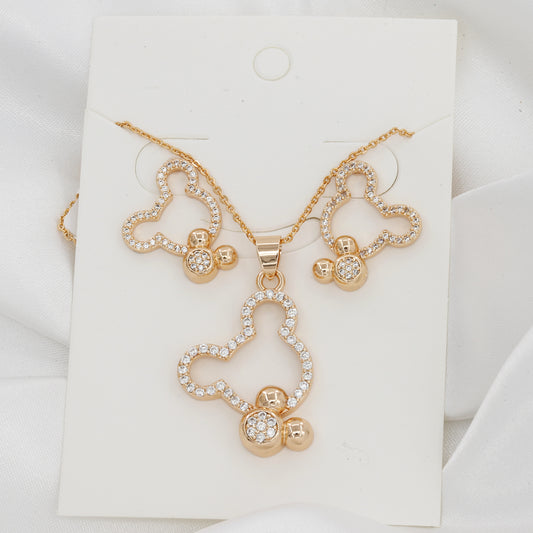 Gold Plated Cute Mickey Mouse Design Pendent Set