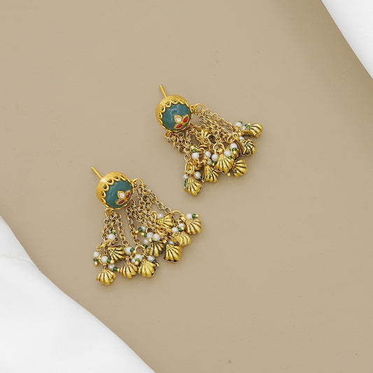 Antique Gold Plated Choker Necklace with Matching Earrings