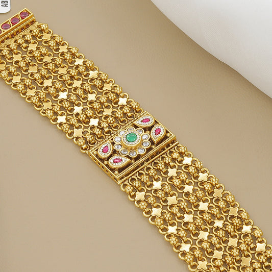 Gold Plated Ruby & Emerald Bracelet