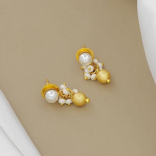 Elegant Gold-Plated Mini Necklace Set with Pearls & Jhumki Drops