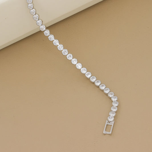 Silver-Tone Round-Cut Cubic Zirconia Bracelet