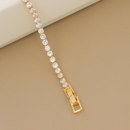 18k Plated CZ Classic Round Cut Tennis Bracelet