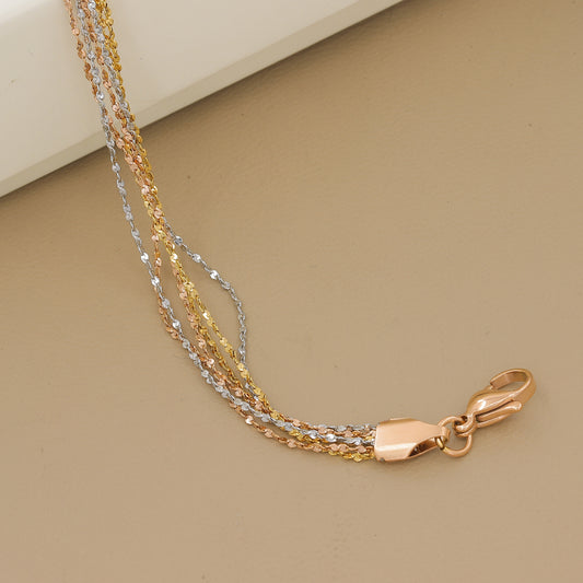 Delicate Layered Tri-Color Multi-Strand Bracelet