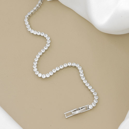 Silver-Tone Round-Cut Cubic Zirconia Bracelet