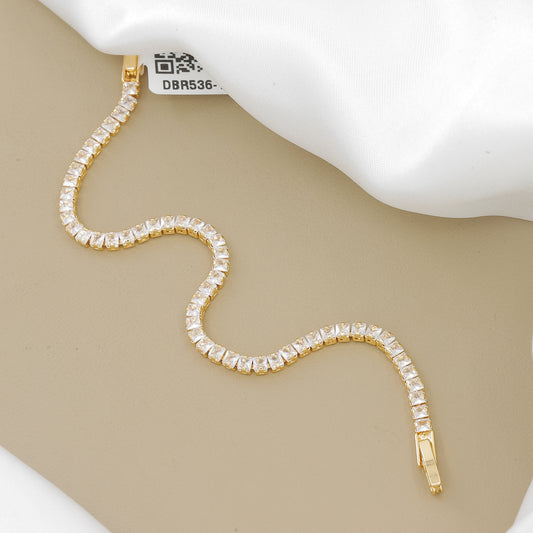 18k Plated Square-Cut CZ Tennis Bracelet
