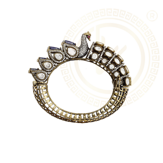 Handcrafted Gemstone Accents Peacock Kada