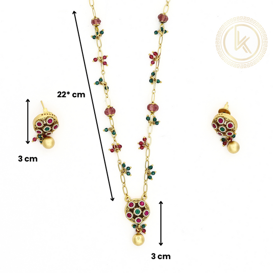 Multicolor Accent Mini Pendant Necklace Set