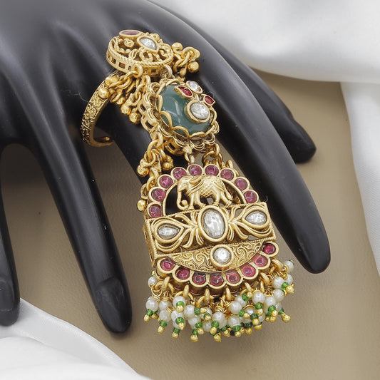 Heritage Antique Kundan Elephant Stone Bigsize Ring