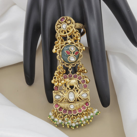 Heritage Antique Kundan Elephant Stone Bigsize Ring