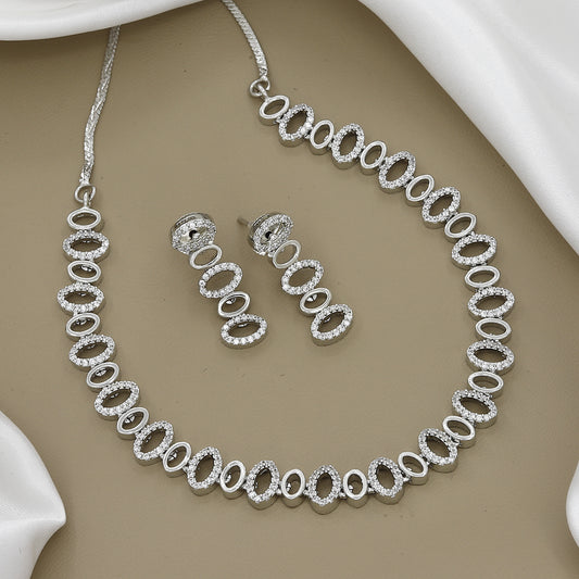 Dazzling Oval Zirconia Necklace and Earring Set