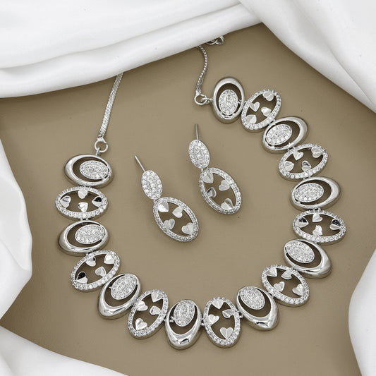 Love Locket Silver-Toned Zirconia Necklace Set
