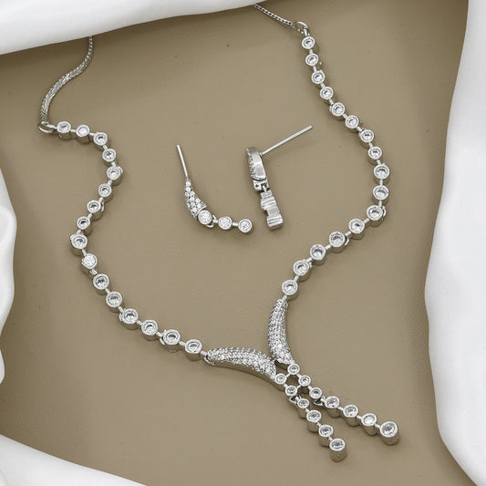 Dazzling Waterfall Zirconia Necklace and Earring Set