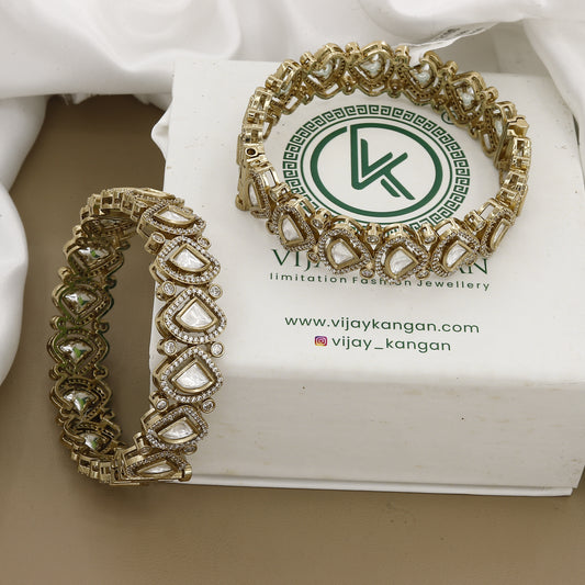 Mahendi Polished Uncut Diamond Polki Kundan Patla Set