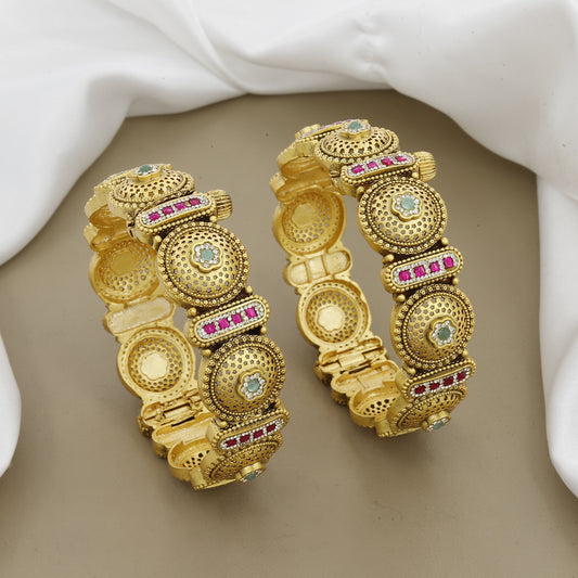 Ruby & Emerald Stone Antique Medallion Patla Set