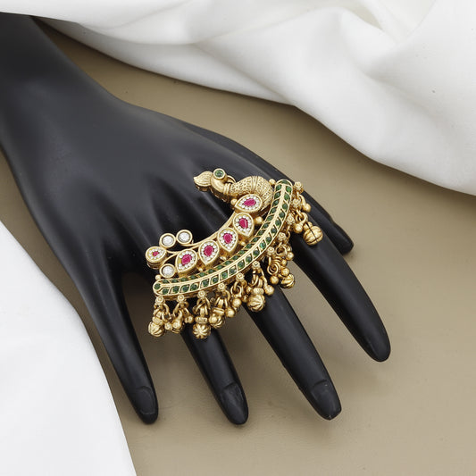 Big Size Antique Heritage Crescent Free Size Ring