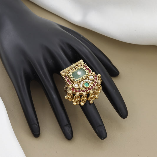 Traditional Heritage Kundan Free Size Ring