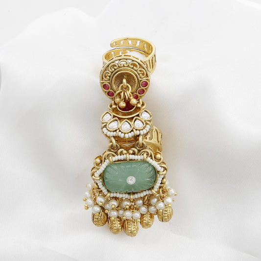 Heritage Traditional Kundan & Pearl Design Antique Ring