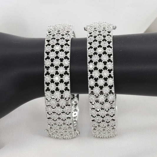 Elegant (Openable) Diamond Broad Bangles with Sparkling Stone Setting