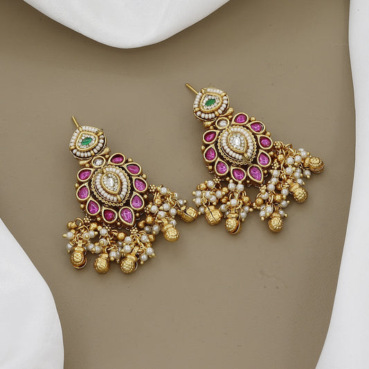 Ornate Kundan Layered Necklace with Antique Finish