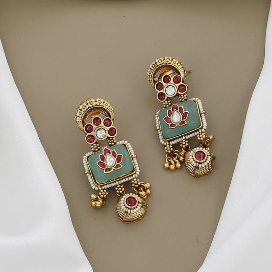 Grand Gold Tone Necklace Set with Kundan, Ruby & Emerald Stones