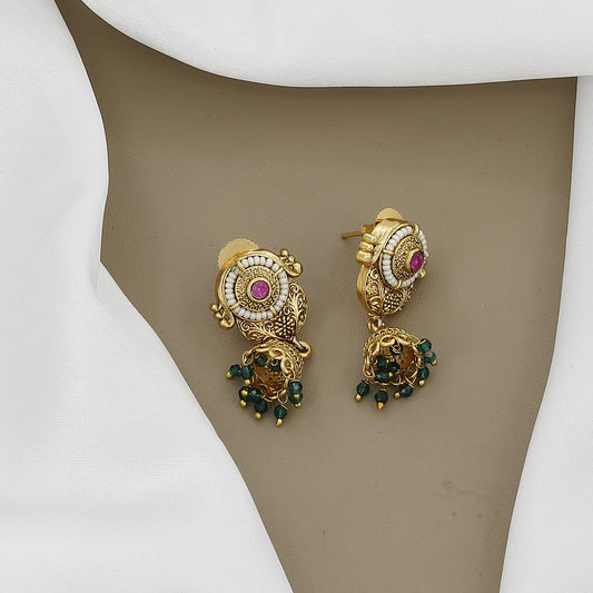 Grand Layered Necklace with Ruby, Kundan, and Green Beads