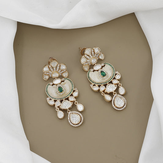 Polki & Stone Necklace And Earrings With Colors