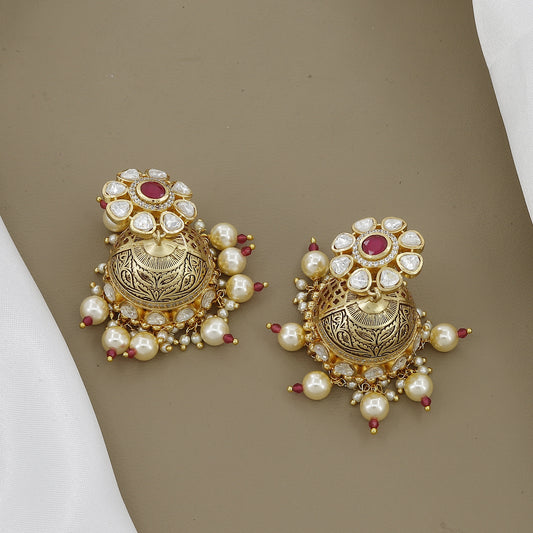 Antique Kundan Necklace Set with Polki & Pearls