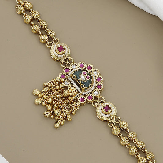 Gold Tone Bracelet with Central Gemstone