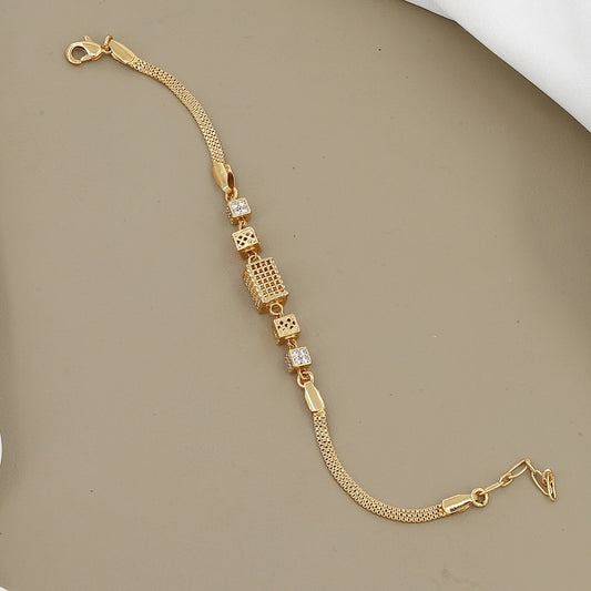 Golden Lattice Cube Western Bracelet
