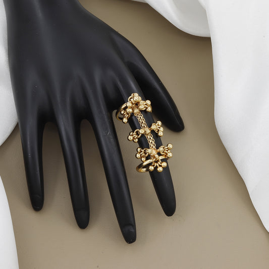 Ornate Gold-Toned Cluster Ring
