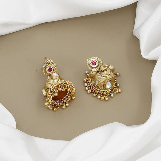 Green Meenakari Long Heritage Necklace Set with Ghungroo Drops