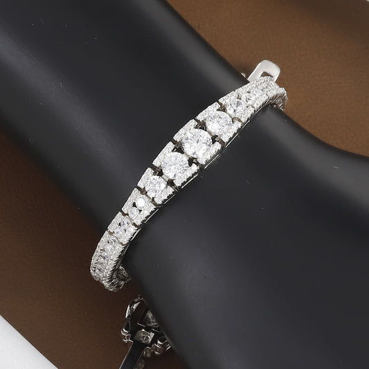 Round Brilliant Cut Wide Line Diamond Bracelet