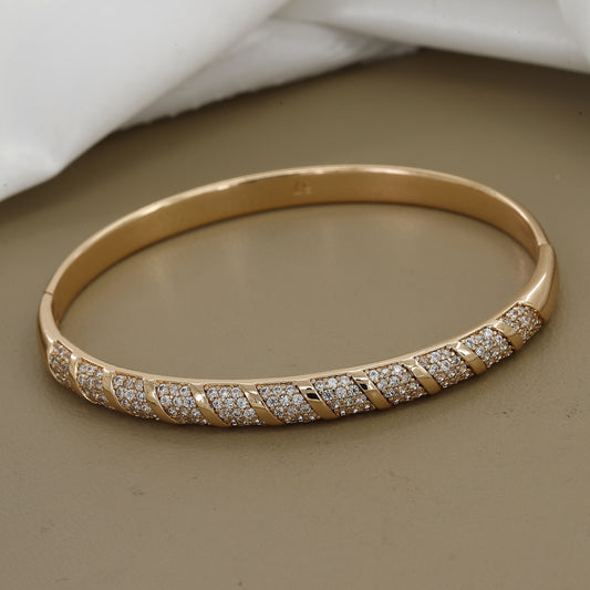 18k Gold-Tone Spiral Pave CZ Statement Diamond Kada