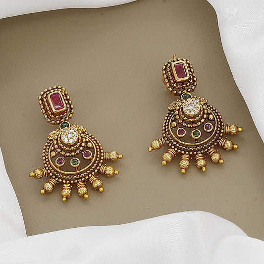 Traditional Temple Design Multi-Stone Antique Necklace Set