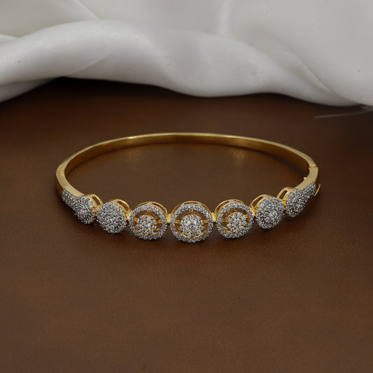Stylish Gold-Toned Round Diamond Bangle Kada