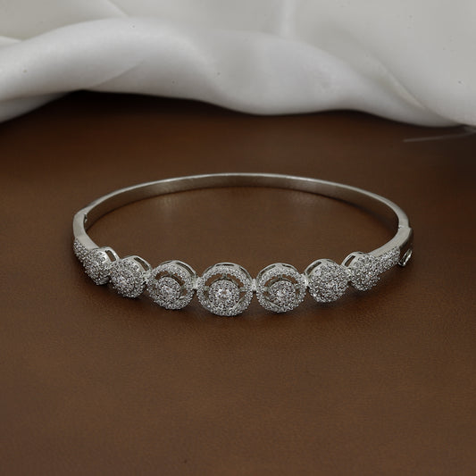 Stylish Silver-Toned Round Diamond Bangle Kada
