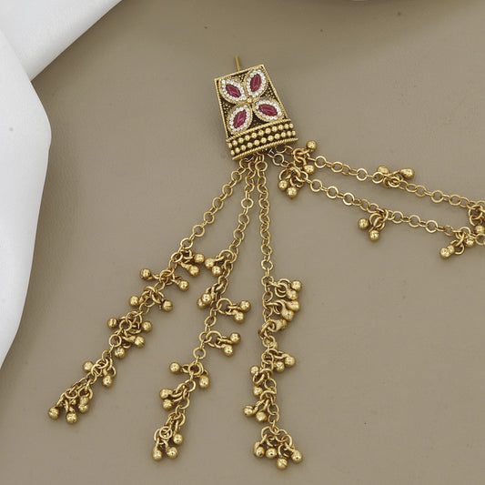 Kasmiri Antique/Temple Style Gold Toned Ear Chain