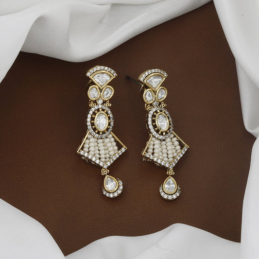 Victorian Polished Broad Kundan Polki Necklace Set