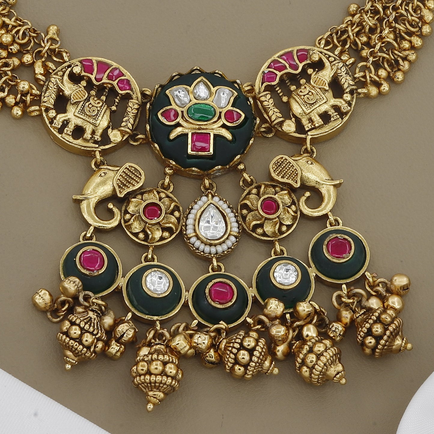 Antique Ruby & Emerald Necklace With Earrings
