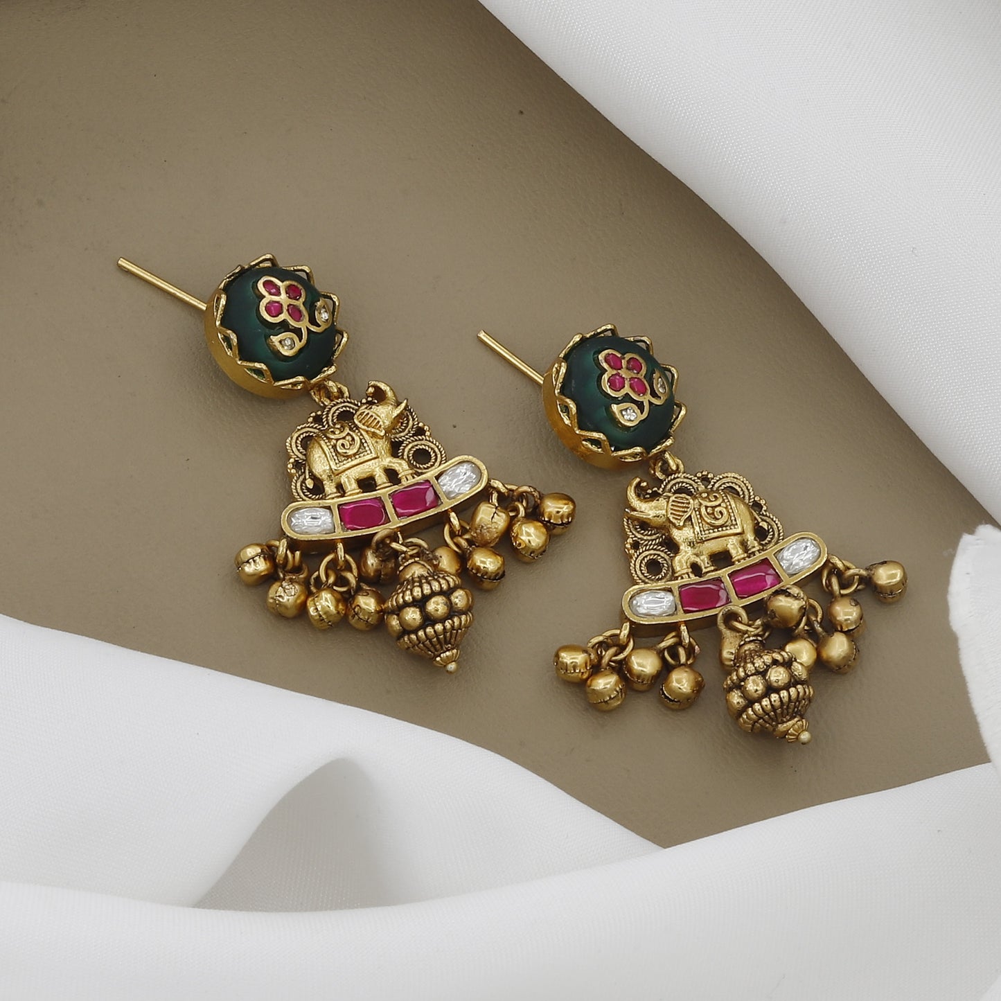 Antique Ruby & Emerald Necklace With Earrings