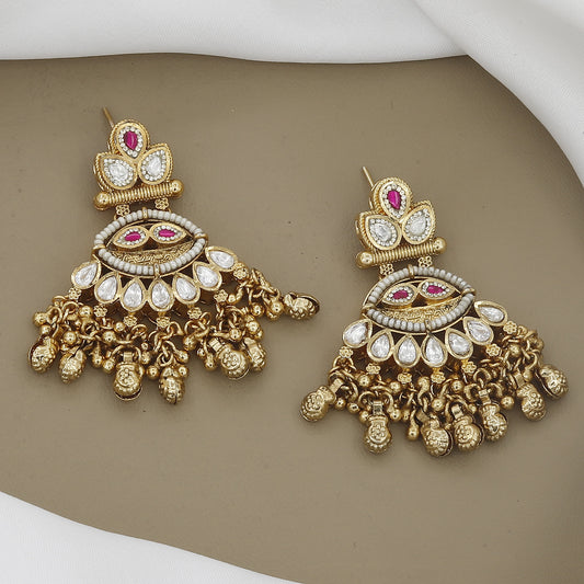 Matte Finish Antique Kundan Necklace & Earring Set