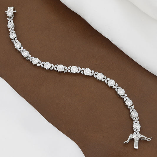 Party Wear Luxury CZ Stone Silver Tone Tennis Bracelet