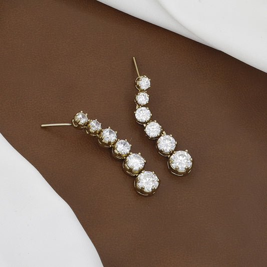 Mehndi Polish Classic Solitaire Diamond Look Tennis Necklace & Earring Set