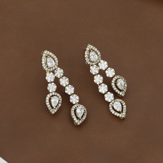 Mehndi Polished Luxurious CZ Drop Necklace Set