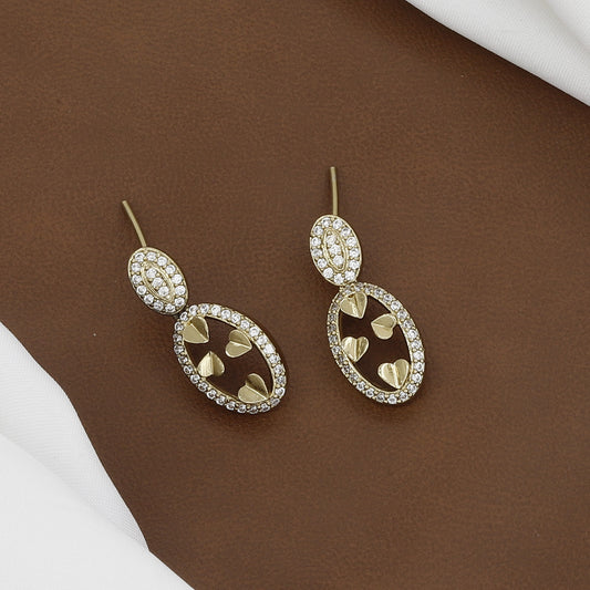 Mehndi Polished Heart Cutout & Pave Oval Link Necklace Set