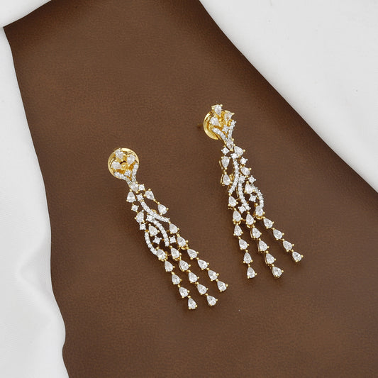 Luxury Gold-Tone Rhinestone Waterfall Diamond Necklace Set